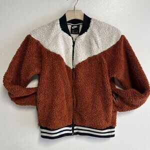 Vintage Nike Sportswear Sherpa Wolf Bomber Teddy Zip Up Jacket size XS